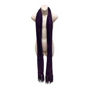 Crazy Horse By Liz Claiborne" Long Purple Scarf Wrap, Chenille Fringe